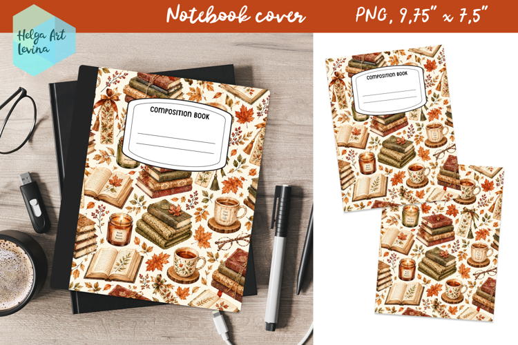 Composition Book Cover School Notebook, Autumn PNG
