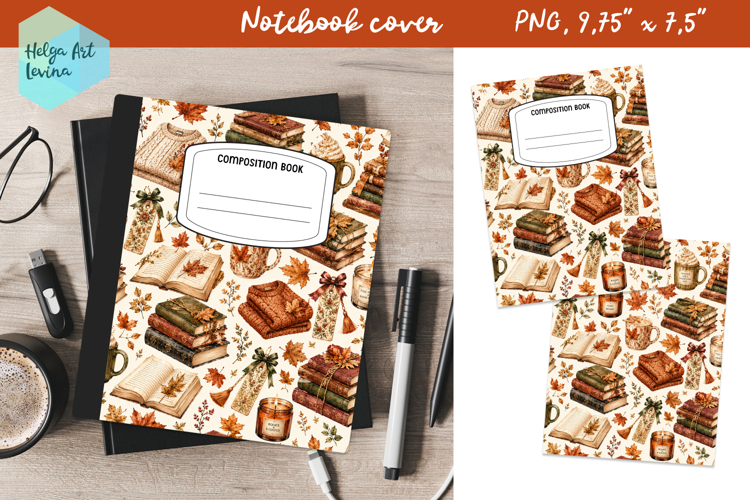 Composition Book Cover School Notebook, Autumn PNG