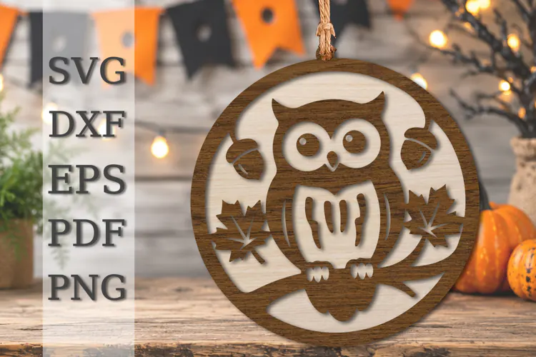 Autumn Owl Ornament Laser Cut SVG
