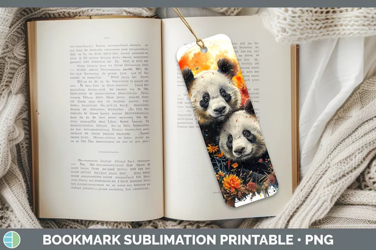Autumn Panda Bookmark Sublimation Printable Designs