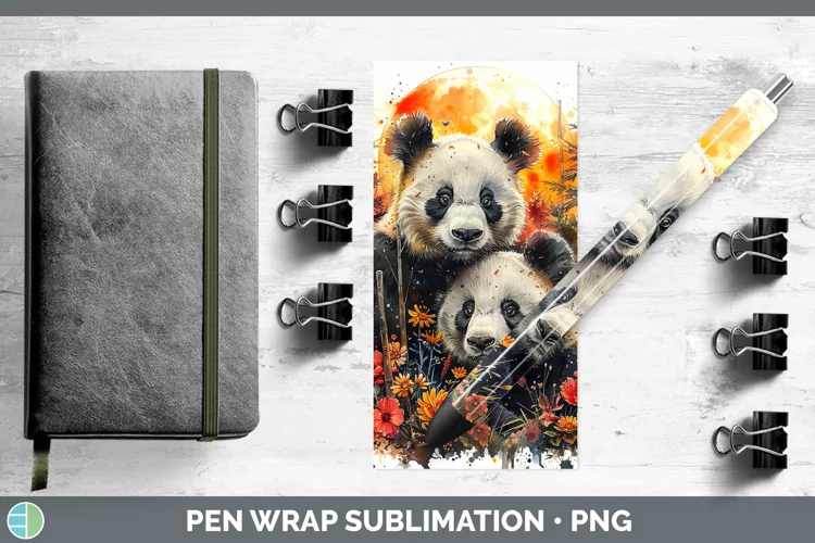 Autumn Panda Pen Wrap Sublimation Epoxy Pen Designs