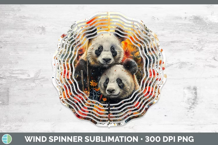 Autumn Panda Wind Spinner Sublimation Spinner Designs