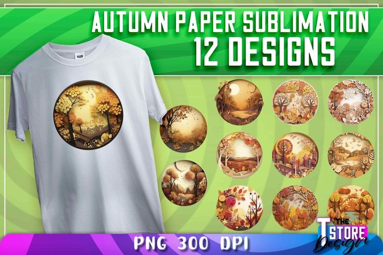 Autumn Paper Sublimation Bundle |Autumn Paper PNG Design example image 1