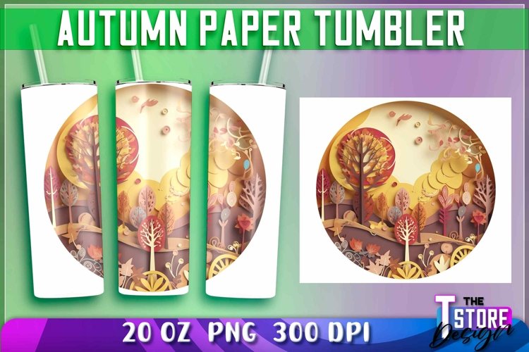 Autumn Paper Tumbler | Autumn 20 oz PNG | Fall Sublimation