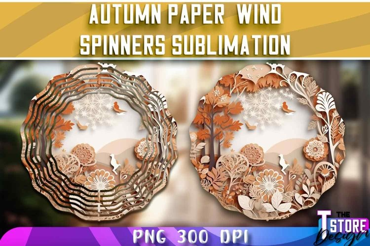 Autumn Paper Wind Spinners Sublimation | Fall Design v.2 example image 1