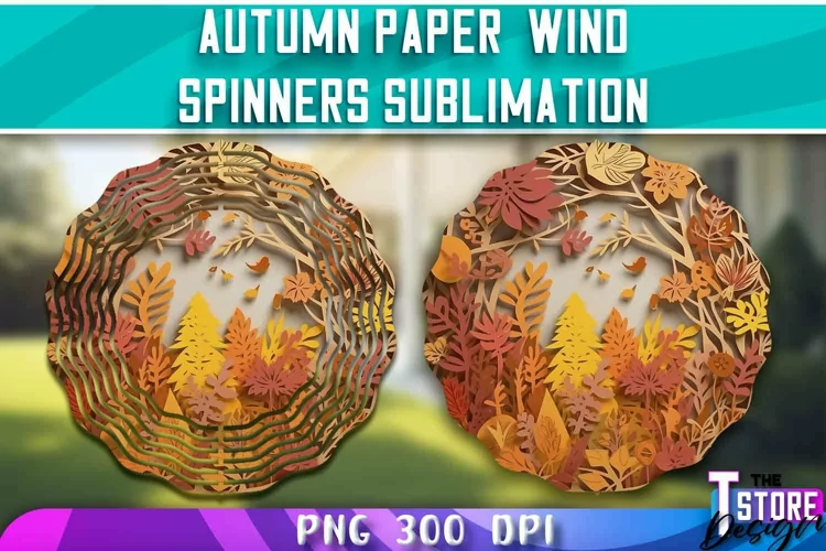 Autumn Paper Wind Spinners Sublimation | Fall Design v.1