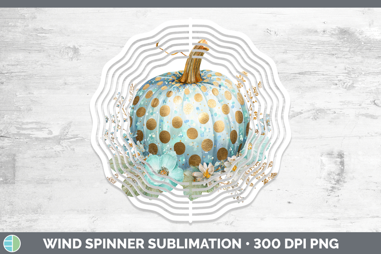 Baby Blue Pumpkin Autumn Pastel Brush Strokes Wind Spinner S