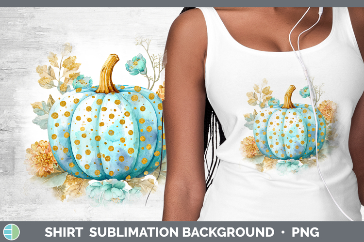 Blue Pumpkin Autumn Pastel Brush Strokes Shirt Sublimation D