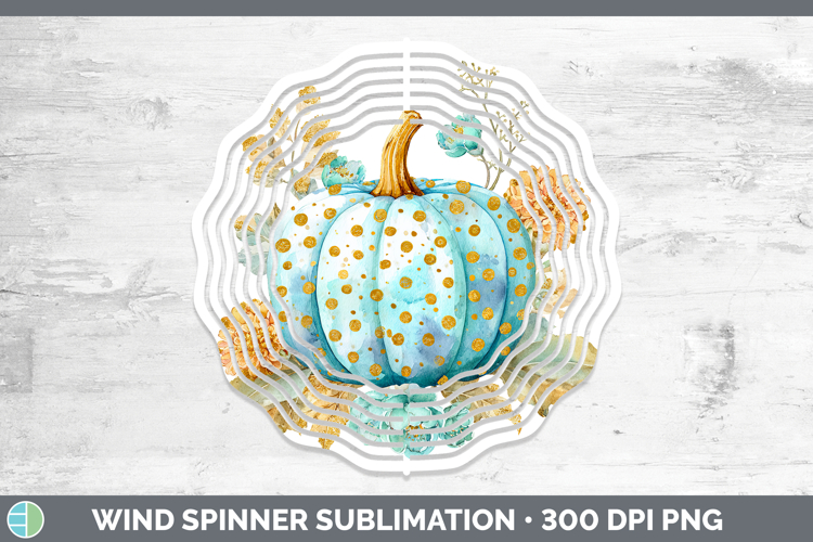 Blue Pumpkin Autumn Pastel Brush Strokes Wind Spinner Sublim