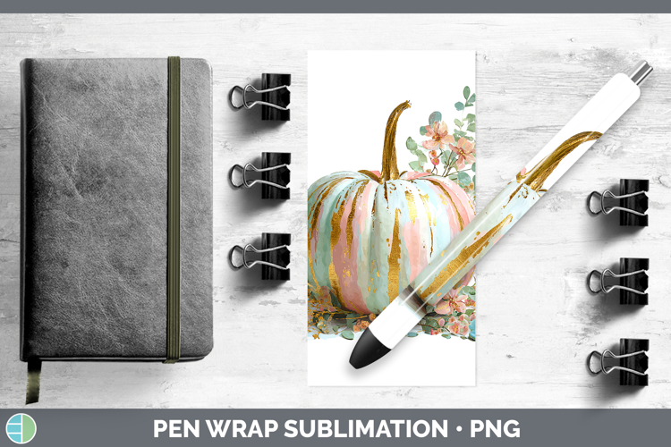 Botanical Pumpkin Autumn Pastel Brush Strokes Pen Wrap Subli