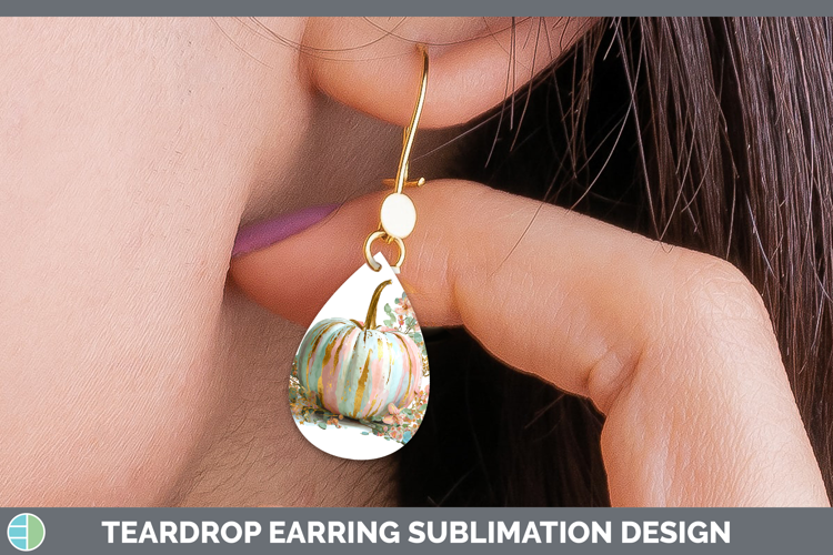 Botanical Pumpkin Autumn Pastel Brush Strokes Teardrop Earri