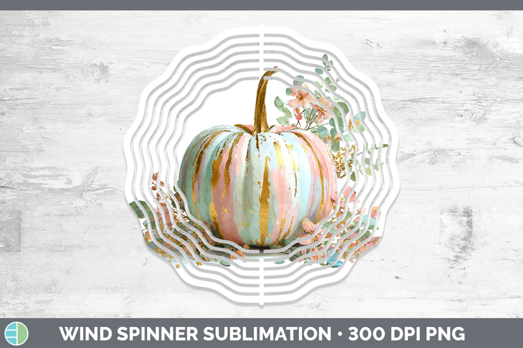 Botanical Pumpkin Autumn Pastel Brush Strokes Wind Spinner S