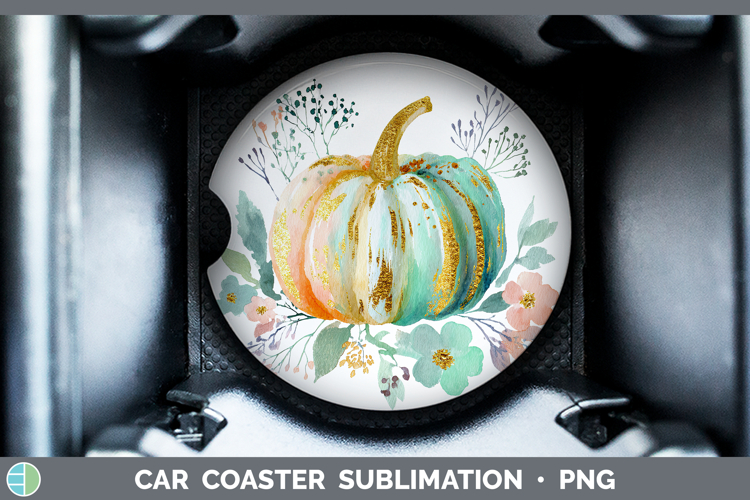 Brush Pumpkin Autumn Pastel Brush Strokes Car Coaster Sublim