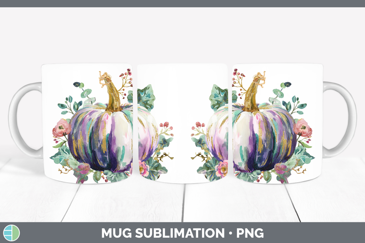 Brush Pumpkin Autumn Pastel Brush Strokes Mug Wrap Sublimati