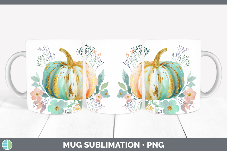 Brush Pumpkin Autumn Pastel Brush Strokes Mug Wrap Sublimati