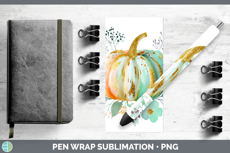 Brush Pumpkin Autumn Pastel Brush Strokes Pen Wrap Sublimati