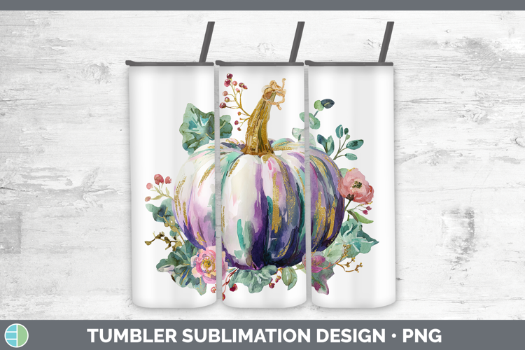 Brush Pumpkin Autumn Pastel Brush Strokes Tumbler Sublimatio