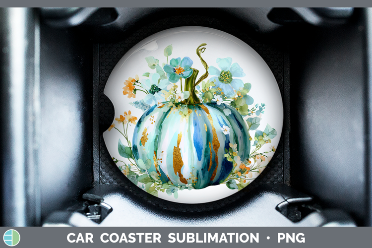 Brush Stroke Pumpkin Car Coaster Autumn Pastel Brush Strokes