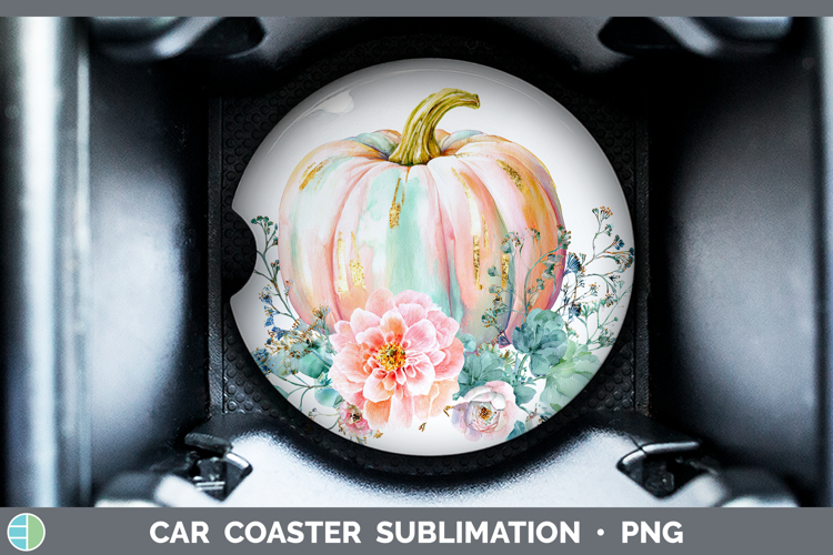 Brush Stroke Pumpkin Car Coaster Autumn Pastel Brush Strokes
