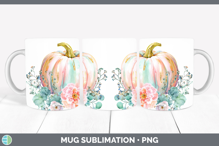 Brush Stroke Pumpkin Mug Wrap Autumn Pastel Brush Strokes Su