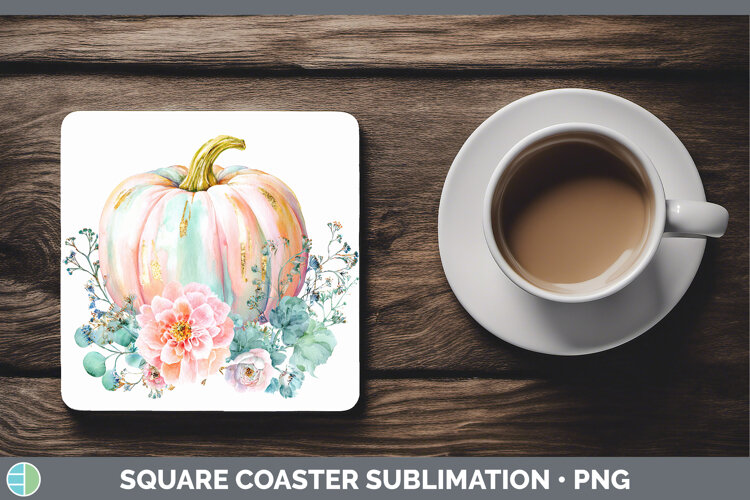 GorgeousAutumn Pastel Brush Strokes Square Coaster design.