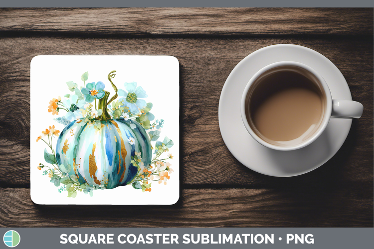 Brush Stroke Pumpkin Square Coaster Autumn Pastel Brush Stro