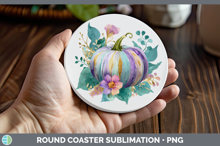 GorgeousAutumn Pastel Brush Strokes Round Coaster design.