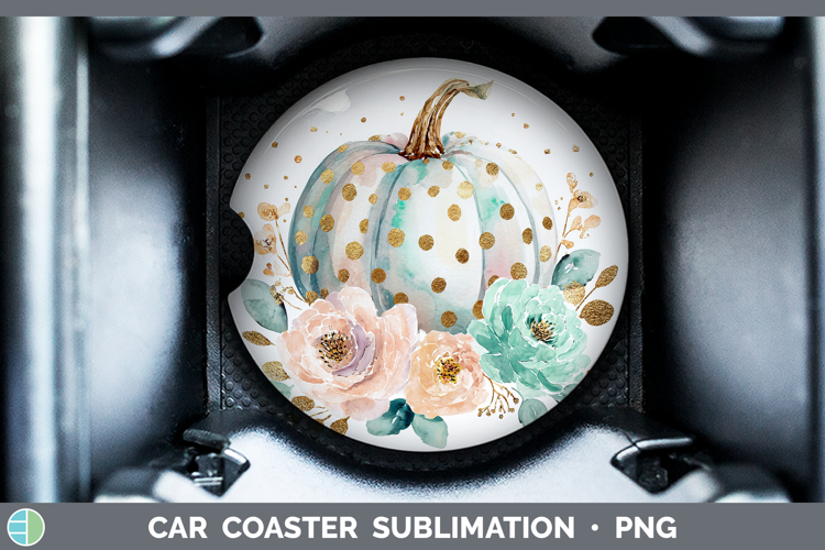 Floral Pumpkin Autumn Pastel Brush Strokes Car Coaster Subli
