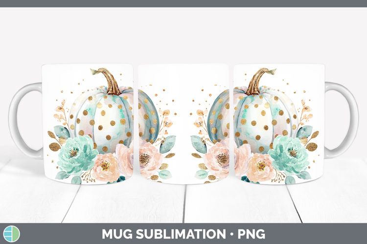 Floral Pumpkin Autumn Pastel Brush Strokes Mug Wrap Sublimat