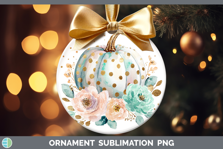 Floral Pumpkin Autumn Pastel Brush Strokes Ornament Sublimat