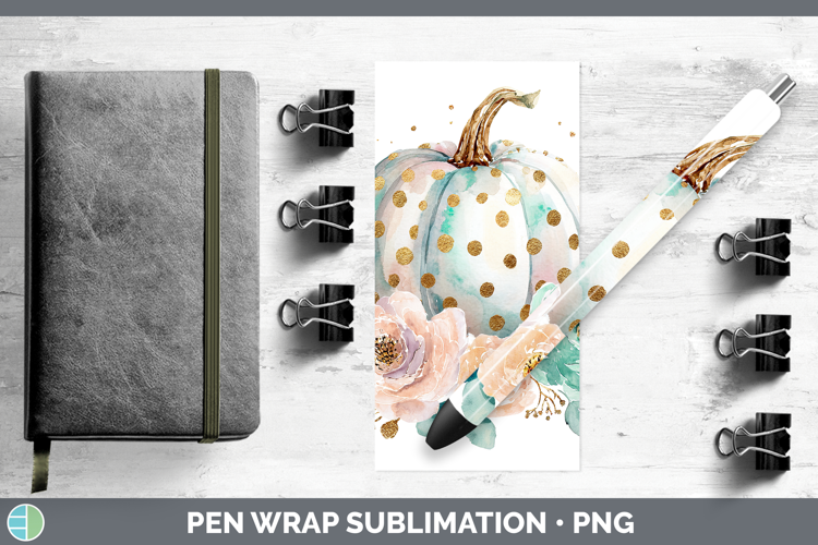 Floral Pumpkin Autumn Pastel Brush Strokes Pen Wrap Sublimat