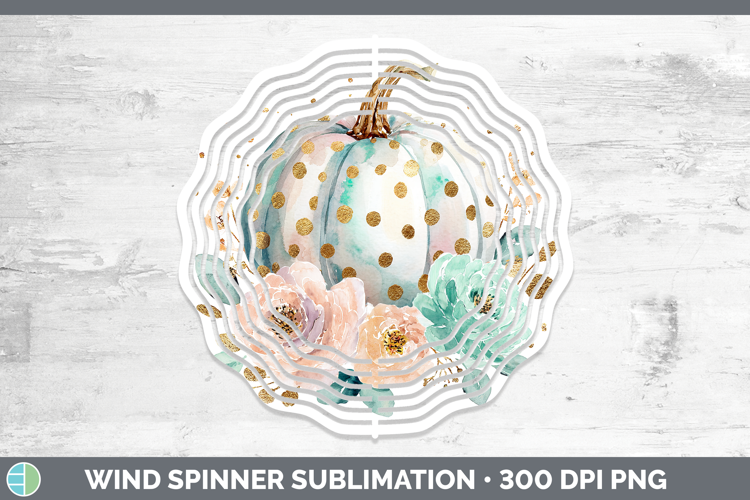 Floral Pumpkin Autumn Pastel Brush Strokes Wind Spinner Subl