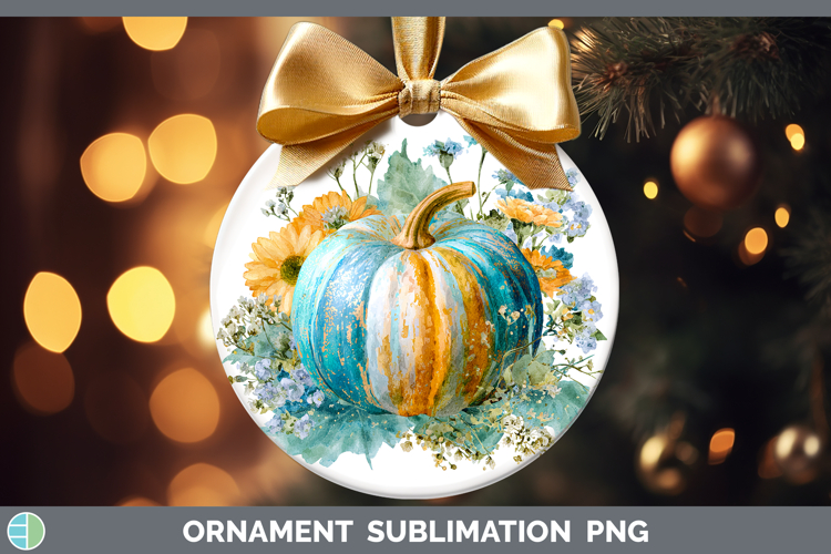 Gold Pumpkin Autumn Pastel Brush Strokes Ornament Sublimatio