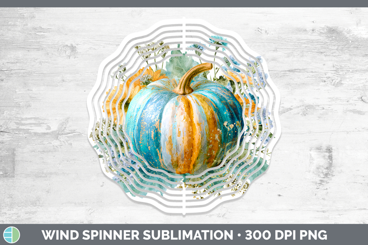 Gold Pumpkin Autumn Pastel Brush Strokes Wind Spinner Sublim