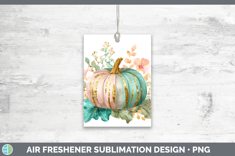 Pink Pumpkin Air Freshener Autumn Pastel Brush Strokes Subli