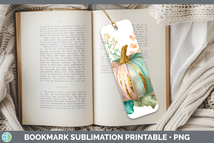 Pink Pumpkin Bookmark Autumn Pastel Brush Strokes Sublimatio