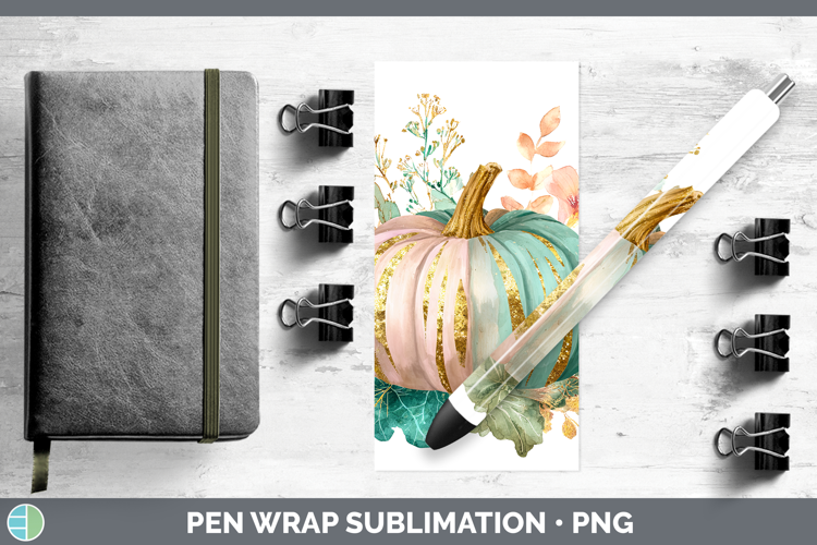 Pink Pumpkin Pen Wrap Autumn Pastel Brush Strokes Sublimatio