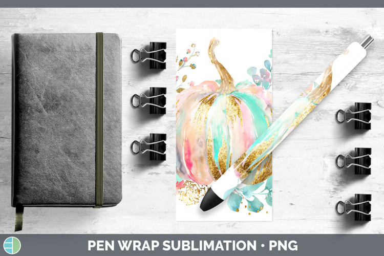 Pink Pumpkin Pen Wrap Autumn Pastel Brush Strokes Sublimatio