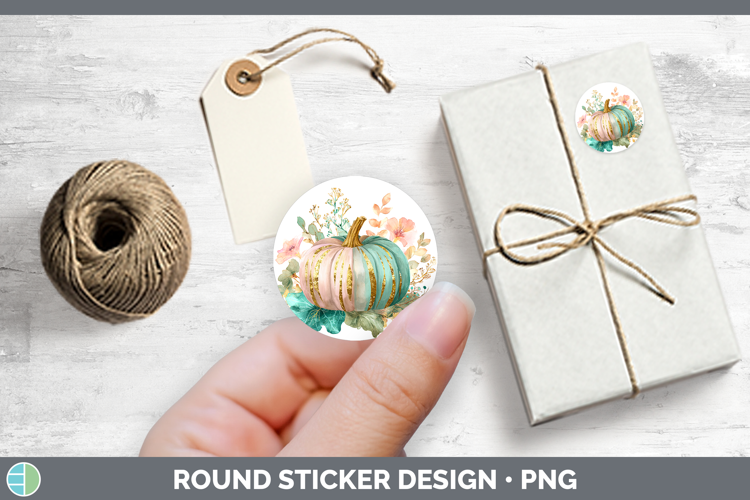 Autumn Pastel Brush Strokes Pink Pumpkin Stickers | Round La