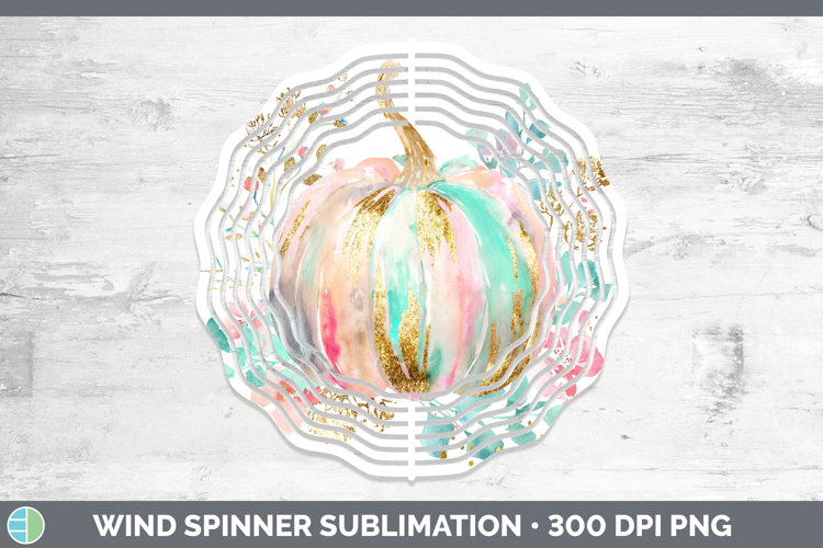 Pink Pumpkin Wind Spinner Autumn Pastel Brush Strokes Sublim