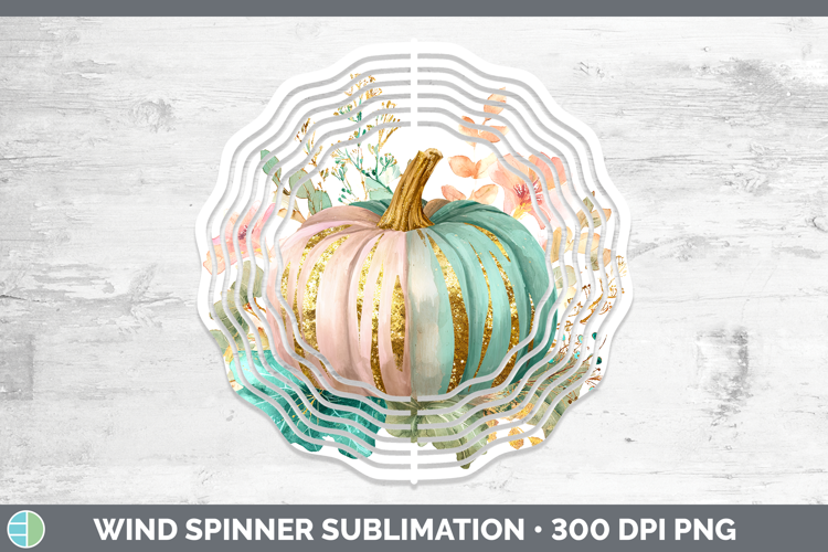 Pink Pumpkin Wind Spinner Autumn Pastel Brush Strokes Sublim