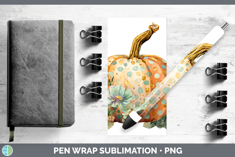 Polka Dot Pumpkin Pen Wrap Autumn Pastel Brush Strokes Subli