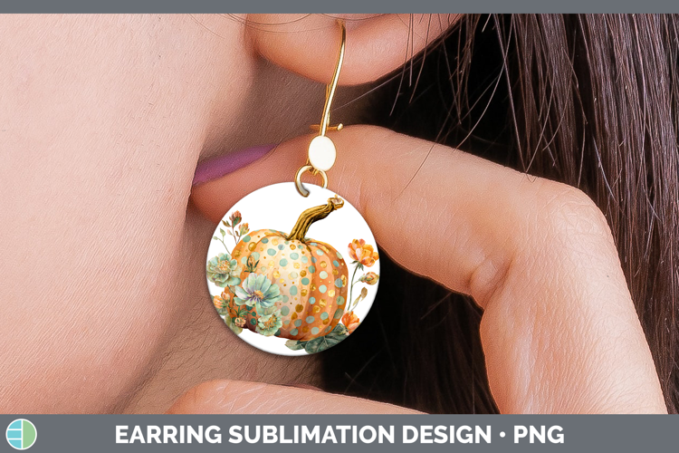 Polka Dot Pumpkin Round Earrings Autumn Pastel Brush Strokes