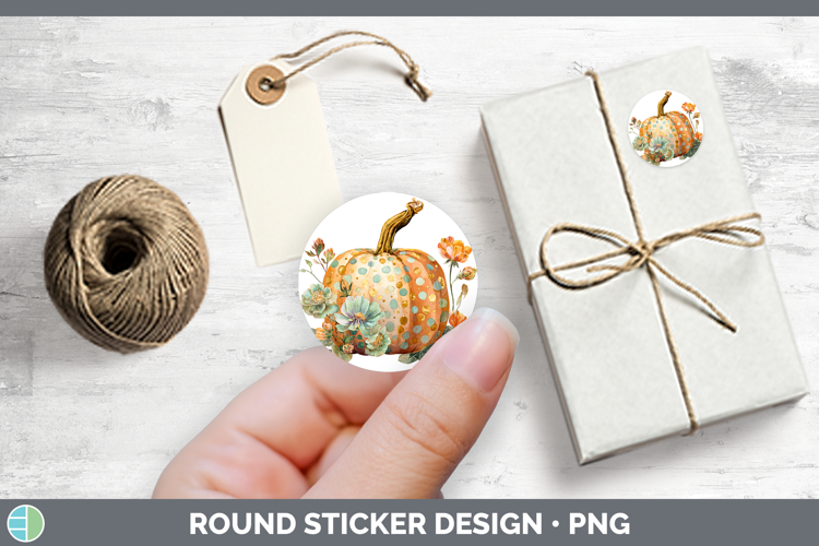Autumn Pastel Brush Strokes Polka Dot Pumpkin Stickers | Rou