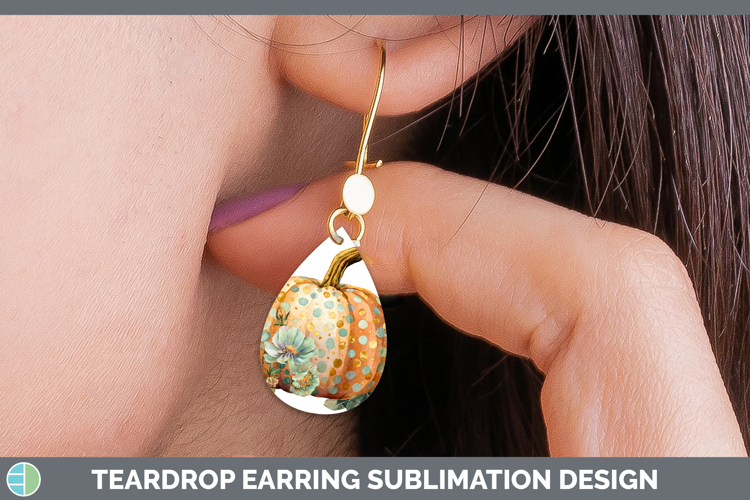 Polka Dot Pumpkin Teardrop Earrings Autumn Pastel Brush Stro