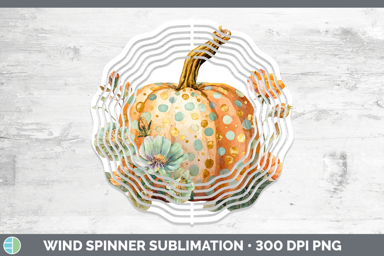 Polka Dot Pumpkin Wind Spinner Autumn Pastel Brush Strokes S