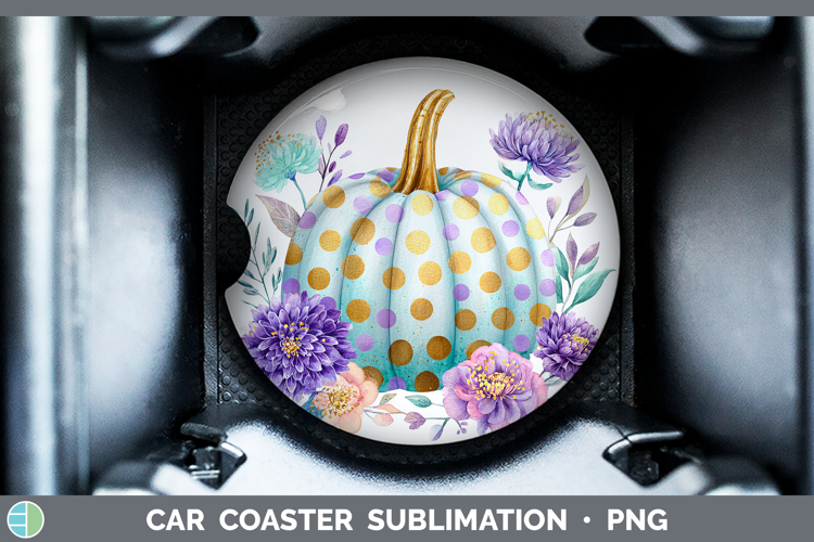 Polka Dots Pumpkin Autumn Pastel Brush Strokes Car Coaster S
