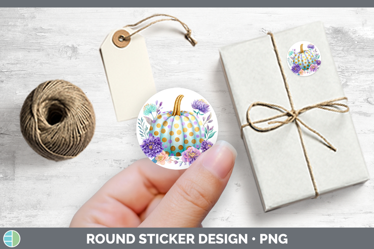 Polka Dots Pumpkin Autumn Pastel Brush Strokes Stickers Desi