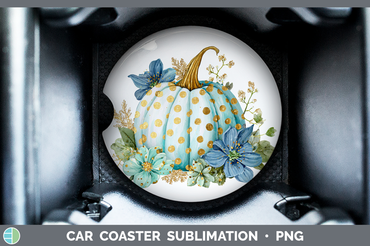 Pumpkin Autumn Pastel Brush Strokes Car Coaster Sublimation