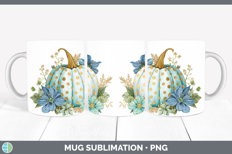Pumpkin Autumn Pastel Brush Strokes Mug Wrap Sublimation Des